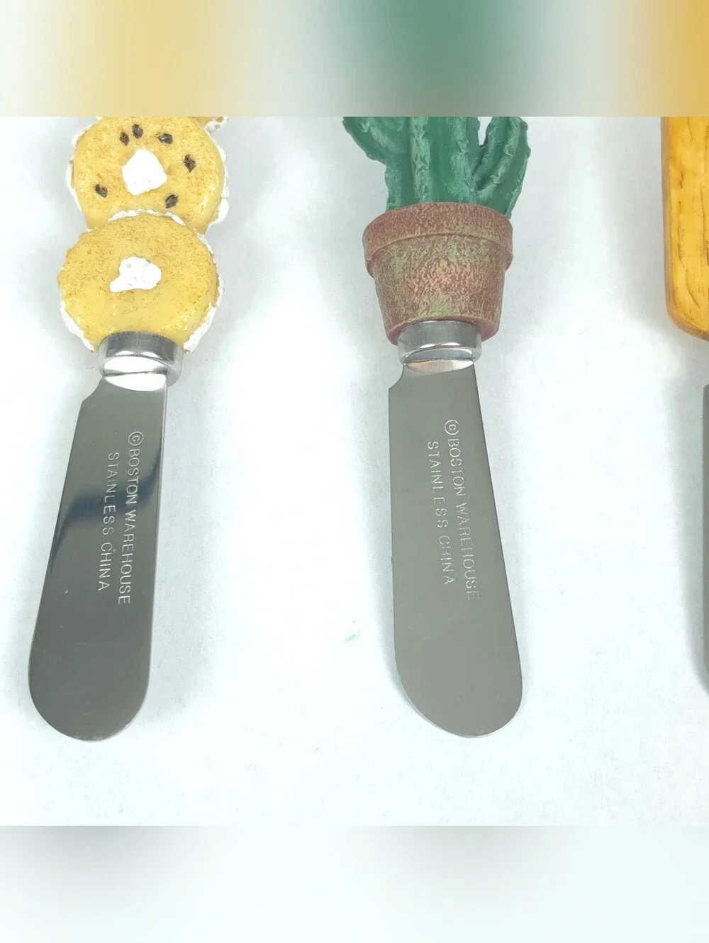 Lot of 5 Cheese Butter Spreaders Boston Warehouse Fruits Cheese Cactus Bagel